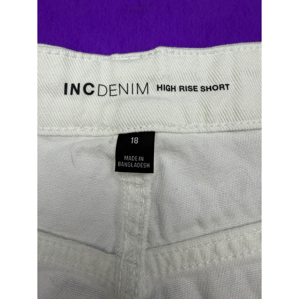 INC Denim High Rise Short White Raw Hem Jean Shorts Womens 18 - Picture 2 of 2